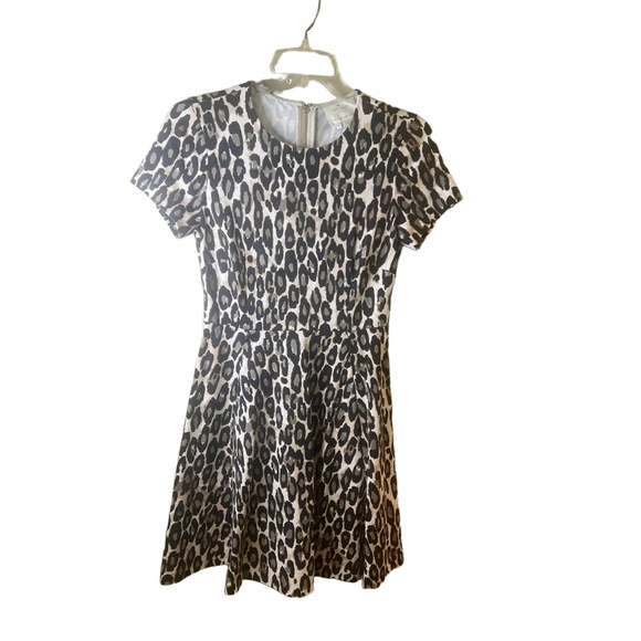 Kate Spade New York Leopard Print Short Sleeve Crew Neck Back Zipper Dress 2 - Picture 3 of 12